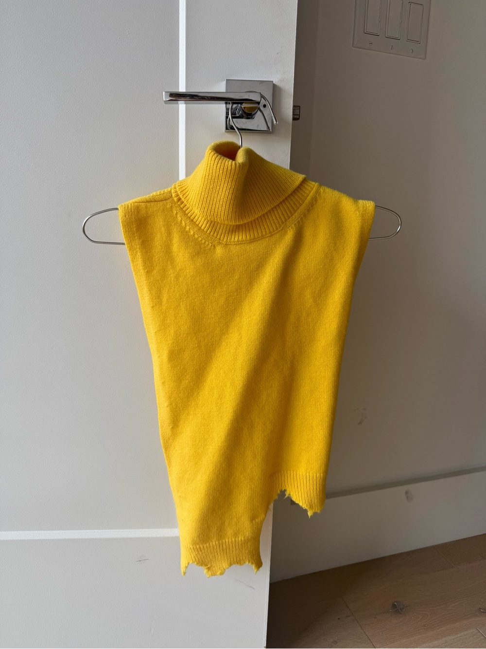 Tibi Yellow Turtleneck Sleeveless Wool Top